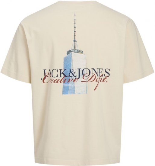 Jack & Jones Boston Photo Crew Neck T-Shirt Antique White - Tricouri - Tricouri Bărbați Mărimi Mari