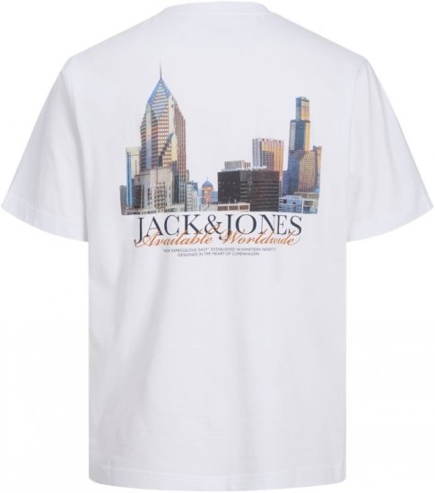 Jack & Jones Boston Photo Crew Neck T-Shirt Bright White - Tricouri - Tricouri Bărbați Mărimi Mari