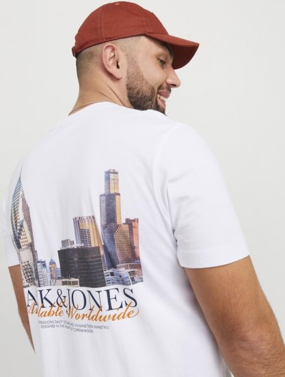 Jack & Jones Boston Photo Crew Neck T-Shirt Bright White - Tricouri - Tricouri Bărbați Mărimi Mari