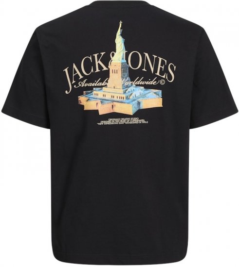 Jack & Jones Boston Photo Crew Neck T-Shirt Black - Tricouri - Tricouri Bărbați Mărimi Mari