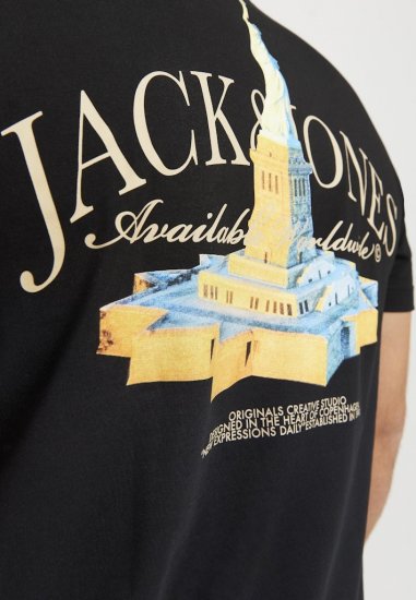 Jack & Jones Boston Photo Crew Neck T-Shirt Black - Tricouri - Tricouri Bărbați Mărimi Mari
