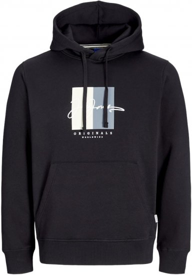 Jack & Jones Frederiksberg Box Script Hoodie Black - Pulovere & hanorace - Pulovere & Hanorace Bărbați Mărimi Mari