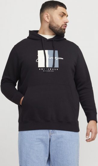 Jack & Jones Frederiksberg Box Script Hoodie Black - Pulovere & hanorace - Pulovere & Hanorace Bărbați Mărimi Mari