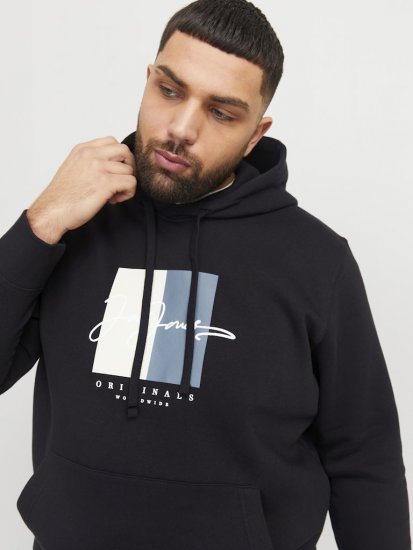 Jack & Jones Frederiksberg Box Script Hoodie Black - Pulovere & hanorace - Pulovere & Hanorace Bărbați Mărimi Mari