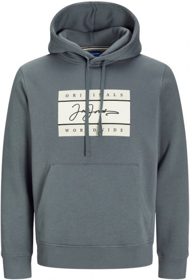 Jack & Jones Frederiksberg Box Script Hoodie Grey - Pulovere & hanorace - Pulovere & Hanorace Bărbați Mărimi Mari