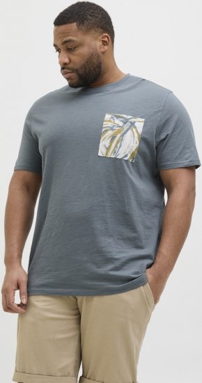 Jack & Jones Split Pocket Print T-Shirt Grey - Tricouri - Tricouri Bărbați Mărimi Mari
