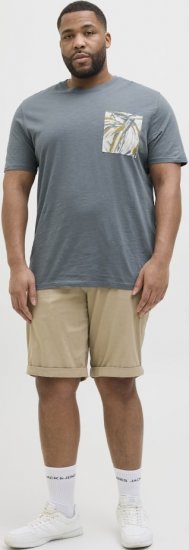 Jack & Jones Split Pocket Print T-Shirt Grey - Tricouri - Tricouri Bărbați Mărimi Mari