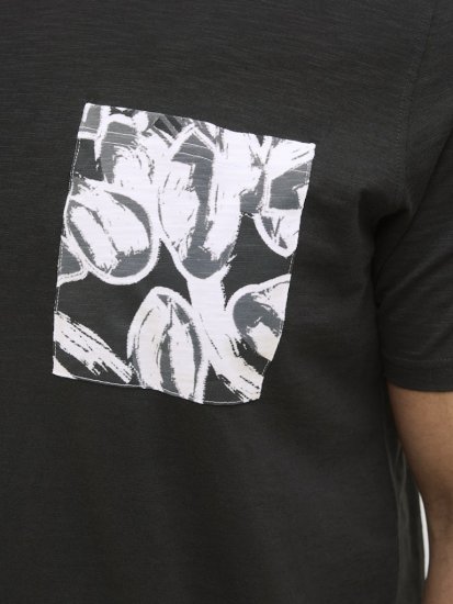 Jack & Jones Split Pocket Print T-Shirt Black - Tricouri - Tricouri Bărbați Mărimi Mari