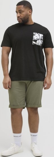 Jack & Jones Split Pocket Print T-Shirt Black - Tricouri - Tricouri Bărbați Mărimi Mari