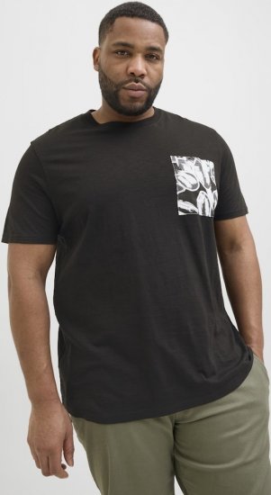 Jack & Jones Split Pocket Print T-Shirt Black - Tricouri - Tricouri Bărbați Mărimi Mari