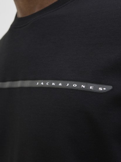 Jack & Jones FUSION Full Branding T-Shirt Black - Tricouri - Tricouri Bărbați Mărimi Mari