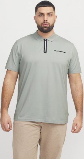 Jack & Jones Fusion Pique Zipper Polo Green/Blue - Tricouri polo - Tricouri Polo Bărbați Mărimi Mari