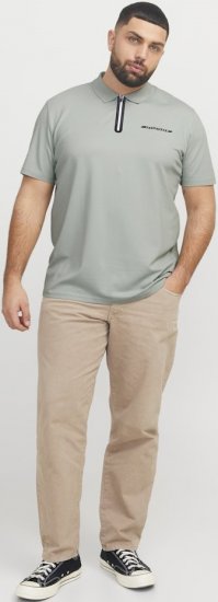Jack & Jones Fusion Pique Zipper Polo Green/Blue - Tricouri polo - Tricouri Polo Bărbați Mărimi Mari