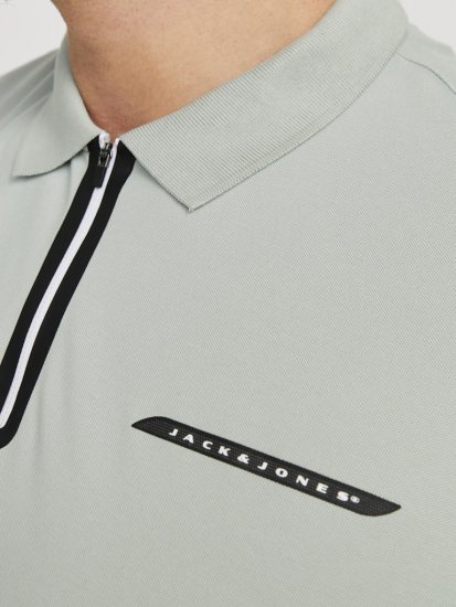 Jack & Jones Fusion Pique Zipper Polo Green/Blue - Tricouri polo - Tricouri Polo Bărbați Mărimi Mari