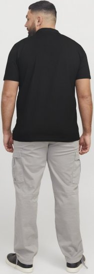 Jack & Jones Fusion Pique Zipper Polo Black - Tricouri polo - Tricouri Polo Bărbați Mărimi Mari
