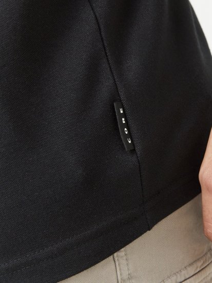 Jack & Jones Fusion Pique Zipper Polo Black - Tricouri polo - Tricouri Polo Bărbați Mărimi Mari