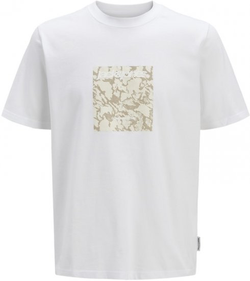 Jack & Jones Tarmac Camo Crew Neck T-Shirt Bright White - Tricouri - Tricouri Bărbați Mărimi Mari