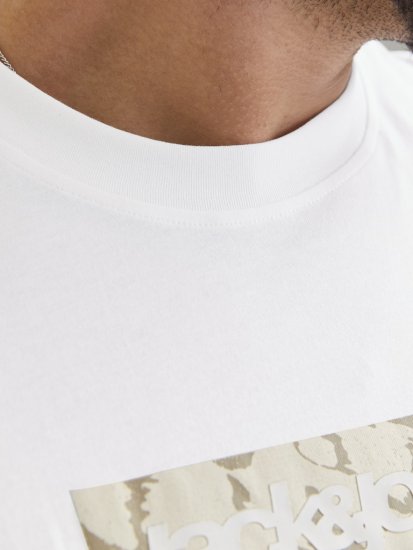 Jack & Jones Tarmac Camo Crew Neck T-Shirt Bright White - Tricouri - Tricouri Bărbați Mărimi Mari