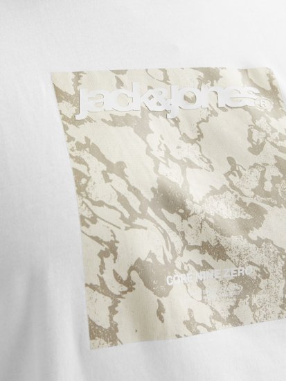 Jack & Jones Tarmac Camo Crew Neck T-Shirt Bright White - Tricouri - Tricouri Bărbați Mărimi Mari