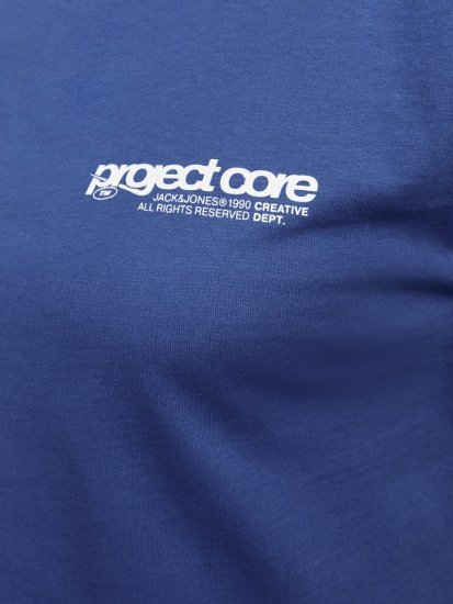 Jack & Jones Union Front & Back Print Crew Neck T-Shirt Beaucoup Blue - Tricouri - Tricouri Bărbați Mărimi Mari