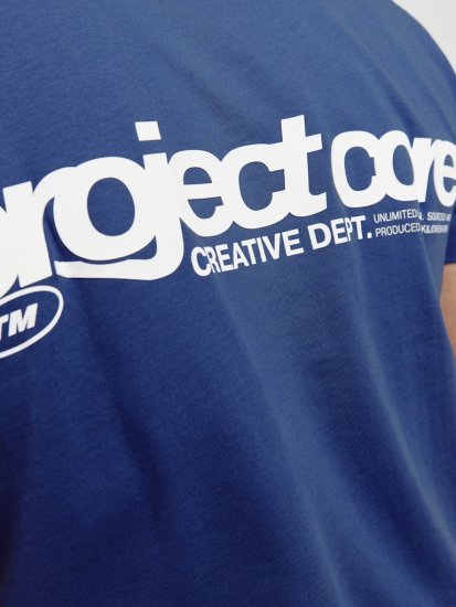 Jack & Jones Union Front & Back Print Crew Neck T-Shirt Beaucoup Blue - Tricouri - Tricouri Bărbați Mărimi Mari