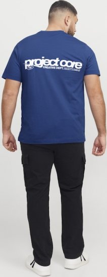 Jack & Jones Union Front & Back Print Crew Neck T-Shirt Beaucoup Blue - Tricouri - Tricouri Bărbați Mărimi Mari