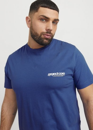 Jack & Jones Union Front & Back Print Crew Neck T-Shirt Beaucoup Blue - Tricouri - Tricouri Bărbați Mărimi Mari