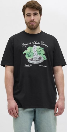 Jack & Jones Hydra Crew Neck T-Shirt Black - Tricouri - Tricouri Bărbați Mărimi Mari