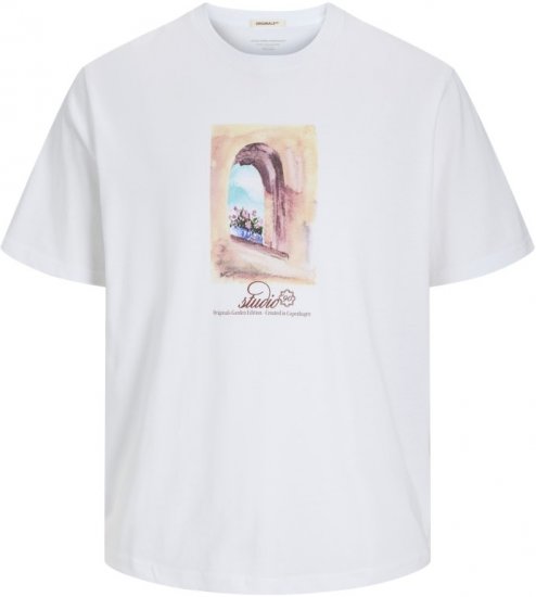 Jack & Jones Hydra Crew Neck T-Shirt Bright White - Tricouri - Tricouri Bărbați Mărimi Mari