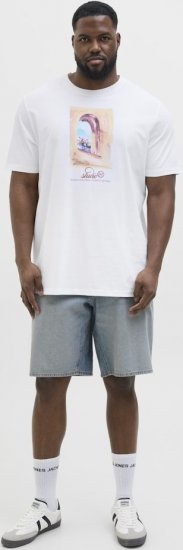 Jack & Jones Hydra Crew Neck T-Shirt Bright White - Tricouri - Tricouri Bărbați Mărimi Mari