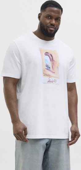 Jack & Jones Hydra Crew Neck T-Shirt Bright White - Tricouri - Tricouri Bărbați Mărimi Mari