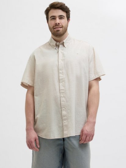 Jack & Jones Summer Shield Short Sleeve Shirt White Pepper - Cămăși - Cămăși Bărbați Mărimi Mari