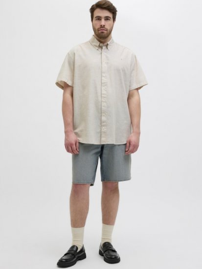 Jack & Jones Summer Shield Short Sleeve Shirt White Pepper - Cămăși - Cămăși Bărbați Mărimi Mari