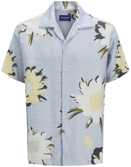 Jack & Jones Vira Marshall AOP Short Sleeve Shirt Skyway - Cămăși - Cămăși Bărbați Mărimi Mari