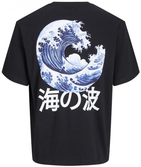 Jack & Jones Fuji Crew Neck T-Shirt Black - Tricouri - Tricouri Bărbați Mărimi Mari
