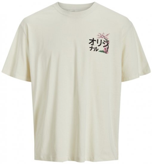 Jack & Jones Fuji Crew Neck T-Shirt Antique White - Tricouri - Tricouri Bărbați Mărimi Mari