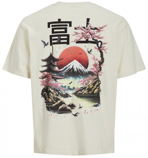 Jack & Jones Fuji Crew Neck T-Shirt Antique White - Tricouri - Tricouri Bărbați Mărimi Mari