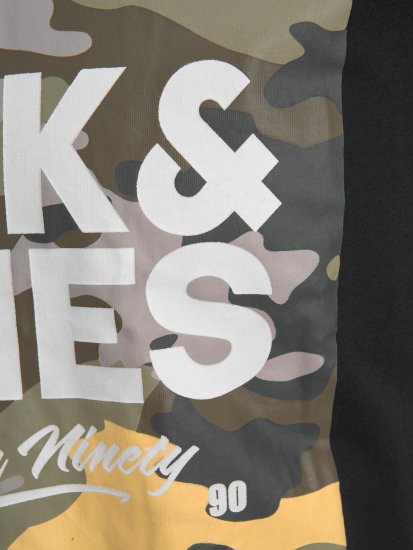 Jack & Jones JJPETE SHAPE Camo Print T-Shirt Black - Tricouri - Tricouri Bărbați Mărimi Mari