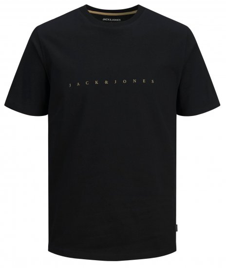 Jack & Jones JJFONT T-Shirt Black - Tricouri - Tricouri Bărbați Mărimi Mari