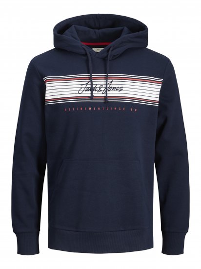 Jack & Jones JJLEO SWEAT Hoodie Navy - Pulovere & hanorace - Pulovere & Hanorace Bărbați Mărimi Mari