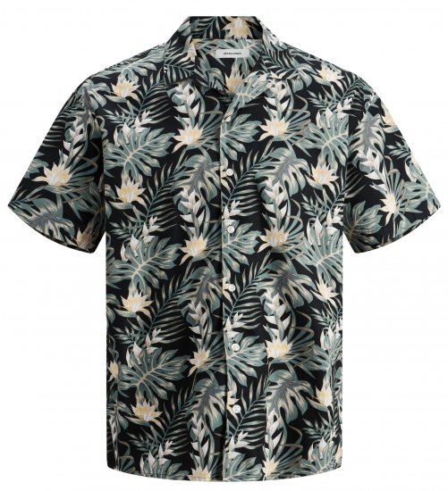 Jack & Jones JJCOASTAL RESORT Floral Shirt Black - Cămăși - Cămăși Bărbați Mărimi Mari