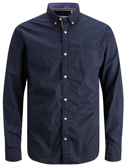 Jack & Jones JJDEAN LS Shirt Navy - Cămăși - Cămăși Bărbați Mărimi Mari