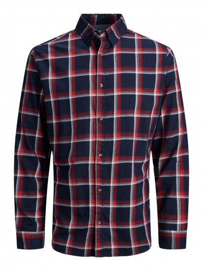 Jack & Jones JJPLAIN LOGAN Shirt Red - Cămăși - Cămăși Bărbați Mărimi Mari
