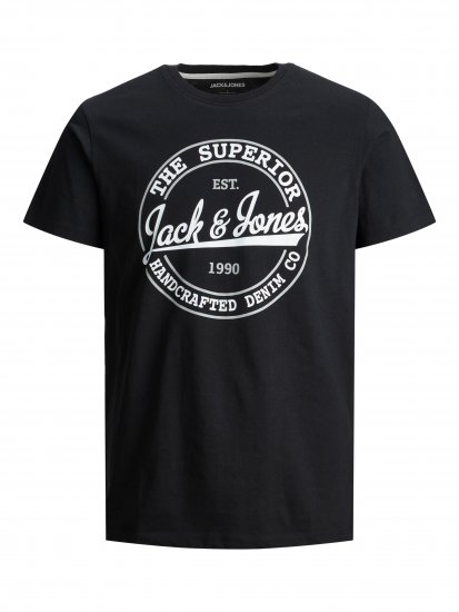 Jack & Jones JJBRAT T-Shirt Black - Tricouri - Tricouri Bărbați Mărimi Mari