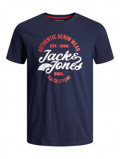 Jack & Jones JJBRAT T-Shirt Navy - Tricouri - Tricouri Bărbați Mărimi Mari
