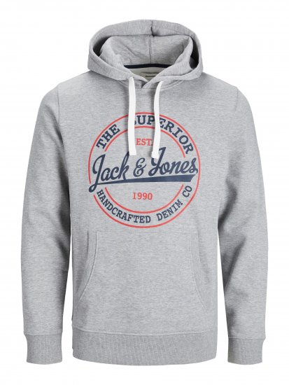 Jack & Jones JJBRAT SWEAT Hoodie Light Grey - Pulovere & hanorace - Pulovere & Hanorace Bărbați Mărimi Mari