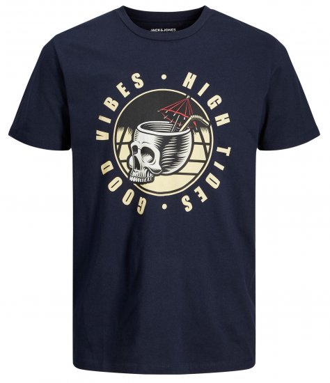 Jack & Jones JJEUSTACE T-Shirt Navy - Tricouri - Tricouri Bărbați Mărimi Mari