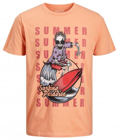 Jack & Jones JJEUSTACE T-Shirt Orange - Tricouri - Tricouri Bărbați Mărimi Mari