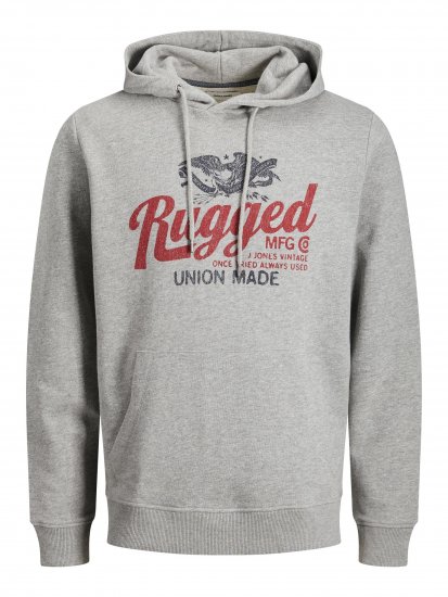 Jack & Jones JJAARON Hoodie Grey - Pulovere & hanorace - Pulovere & Hanorace Bărbați Mărimi Mari