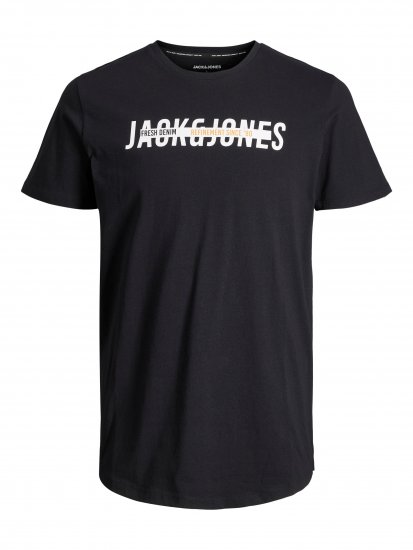 Jack & Jones JJTEO T-Shirt Black - Tricouri - Tricouri Bărbați Mărimi Mari